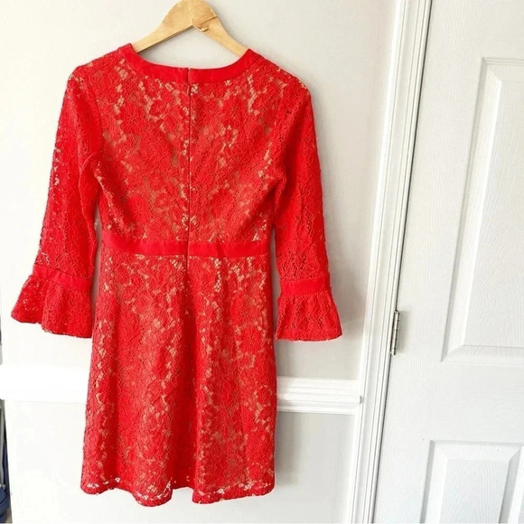 NWT Charles Henry Dress V Neck Flutter Sleeve Red Cocktail Dress Size XS - Picture 3 of 9